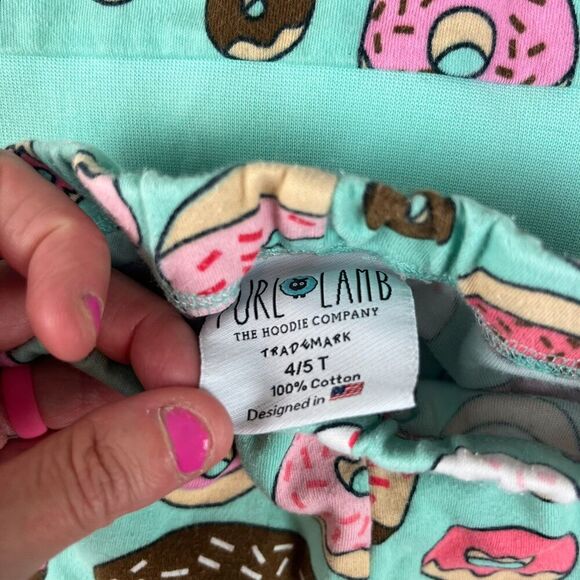 Purl Lamb Two Piece Donut Outfit Teal Pink Kids 4/5 T Long Sleeve Pants - Picture 4 of 11